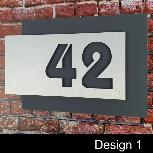 3D Effekt Hausnummer Schild anthrazit schwarz Edelstahl Design Acryl modern